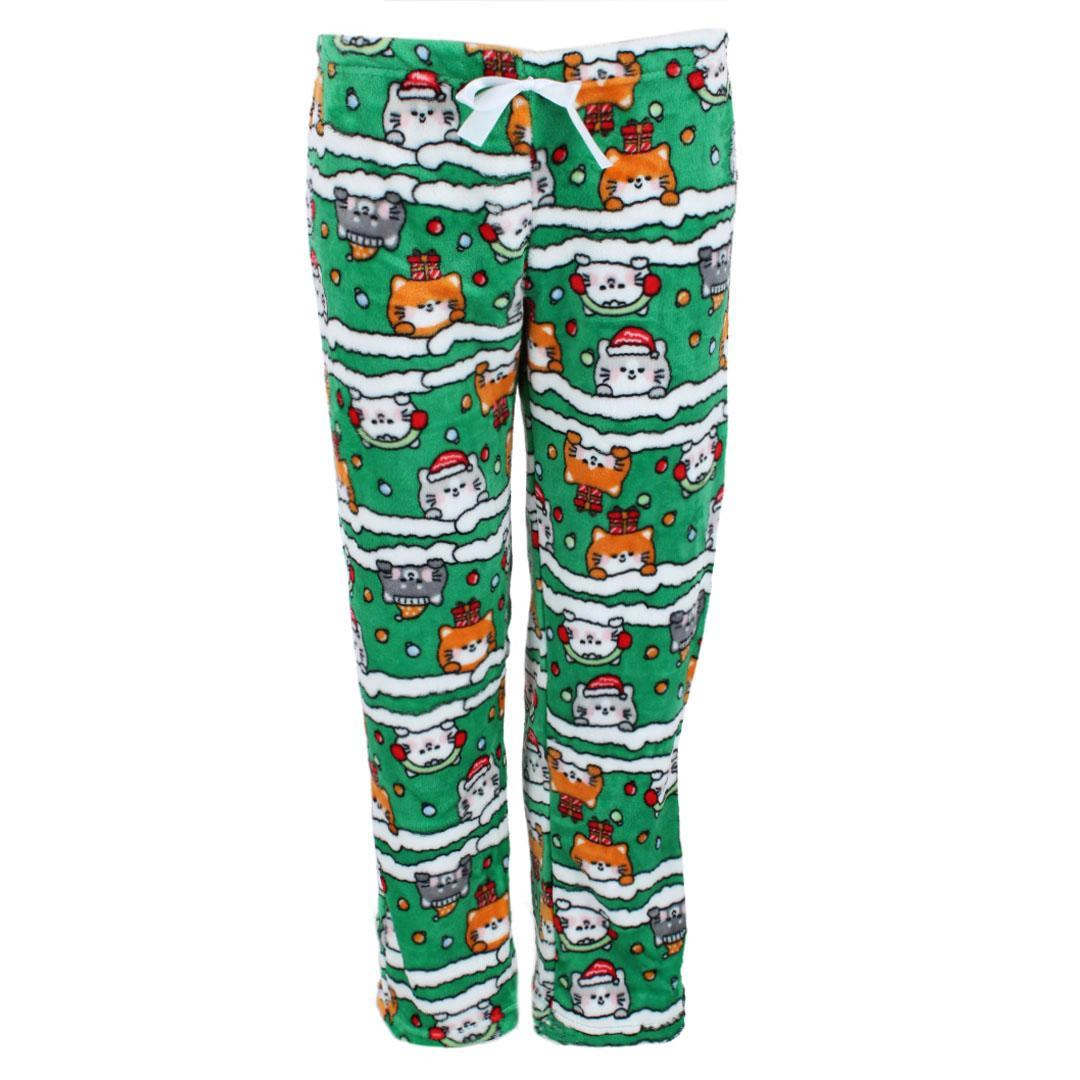 em & alfie Women's Christmas Kitty Plush Folded Gift Pajama Set