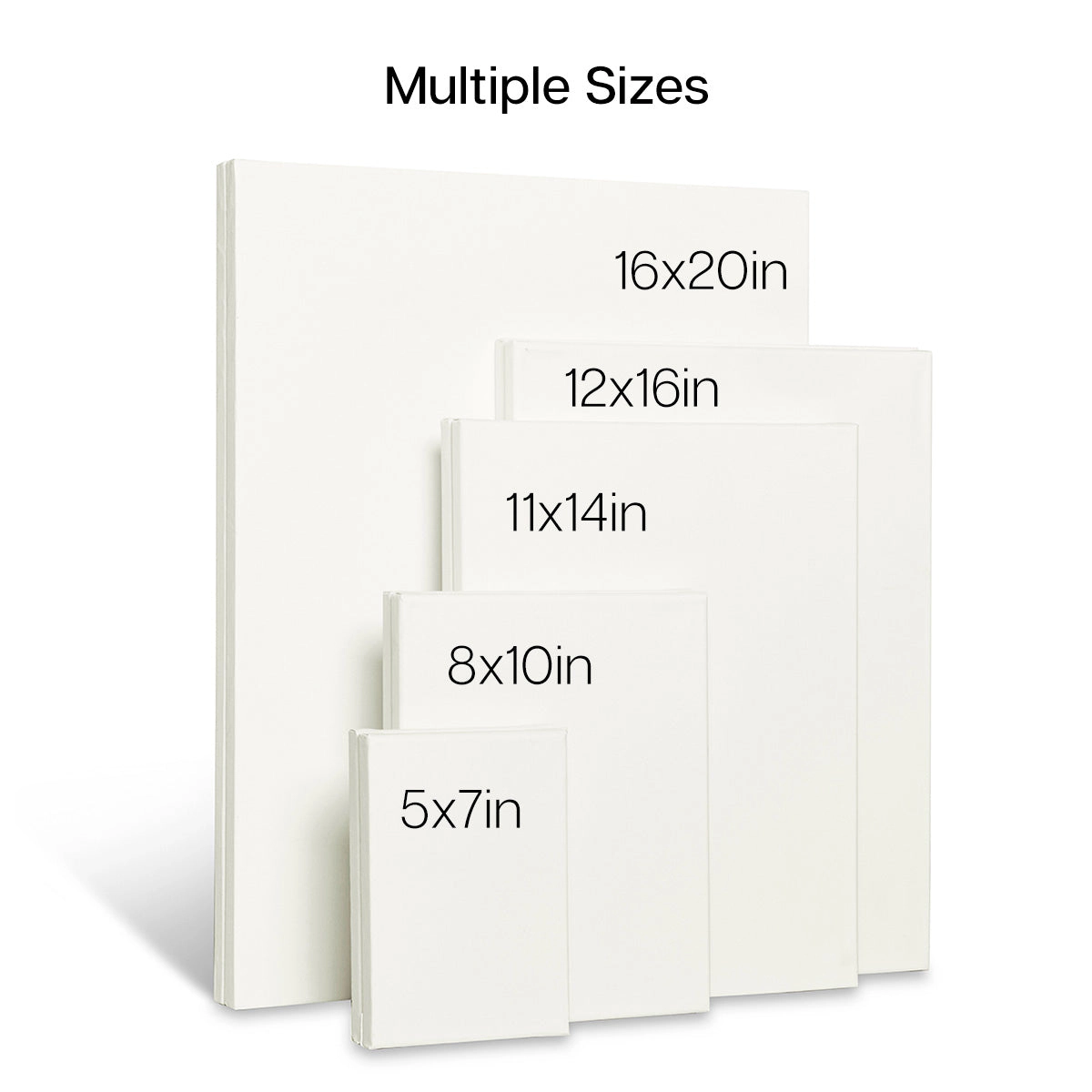KINGART Stretched White Canvas Multi-Size Set 10 Pack - 100% Cotton, Triple-Primed (5x7, 8x10, 11x14, 12x16, 16x20)