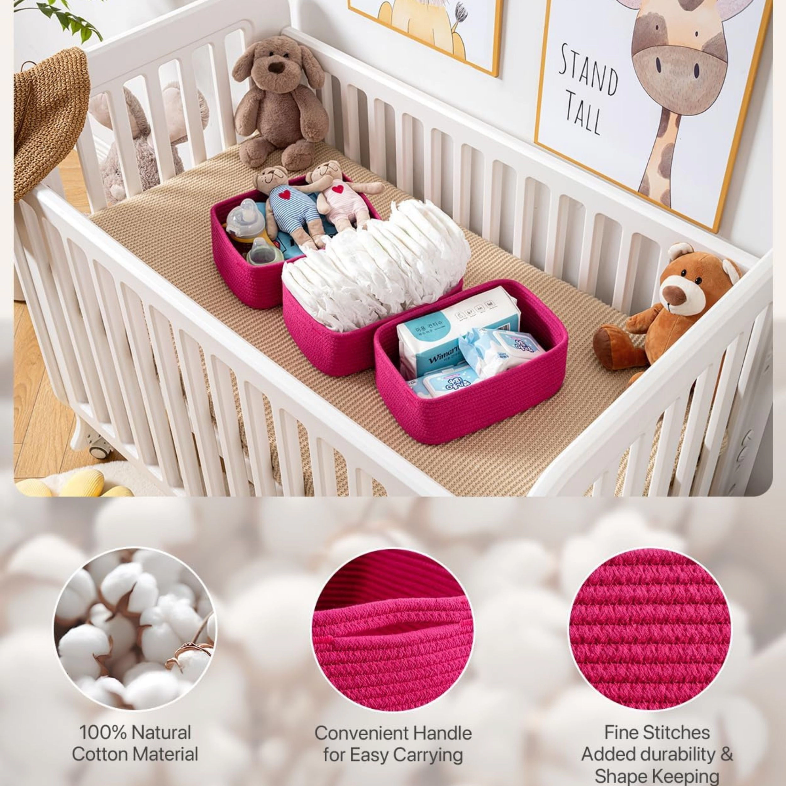 Stock Preferred Pack of 3 Small Woven Storage Baskets 12 x 8 4.5 Inch