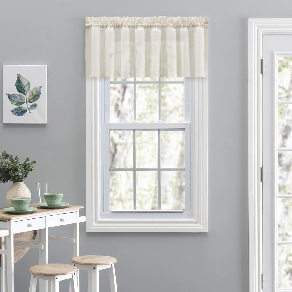 Ellis Curtain Cotton Voile 1.5" Rod Pocket Tailored Valance for Windows 86" x 15" Natural