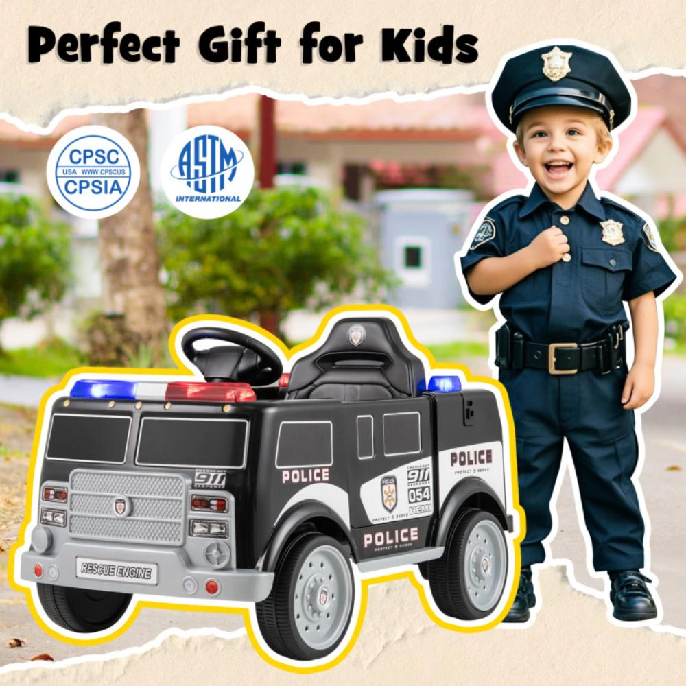 Hivvago 12V Battery Powered Electric Vehicle with 3 Speeds and Megaphone-Black