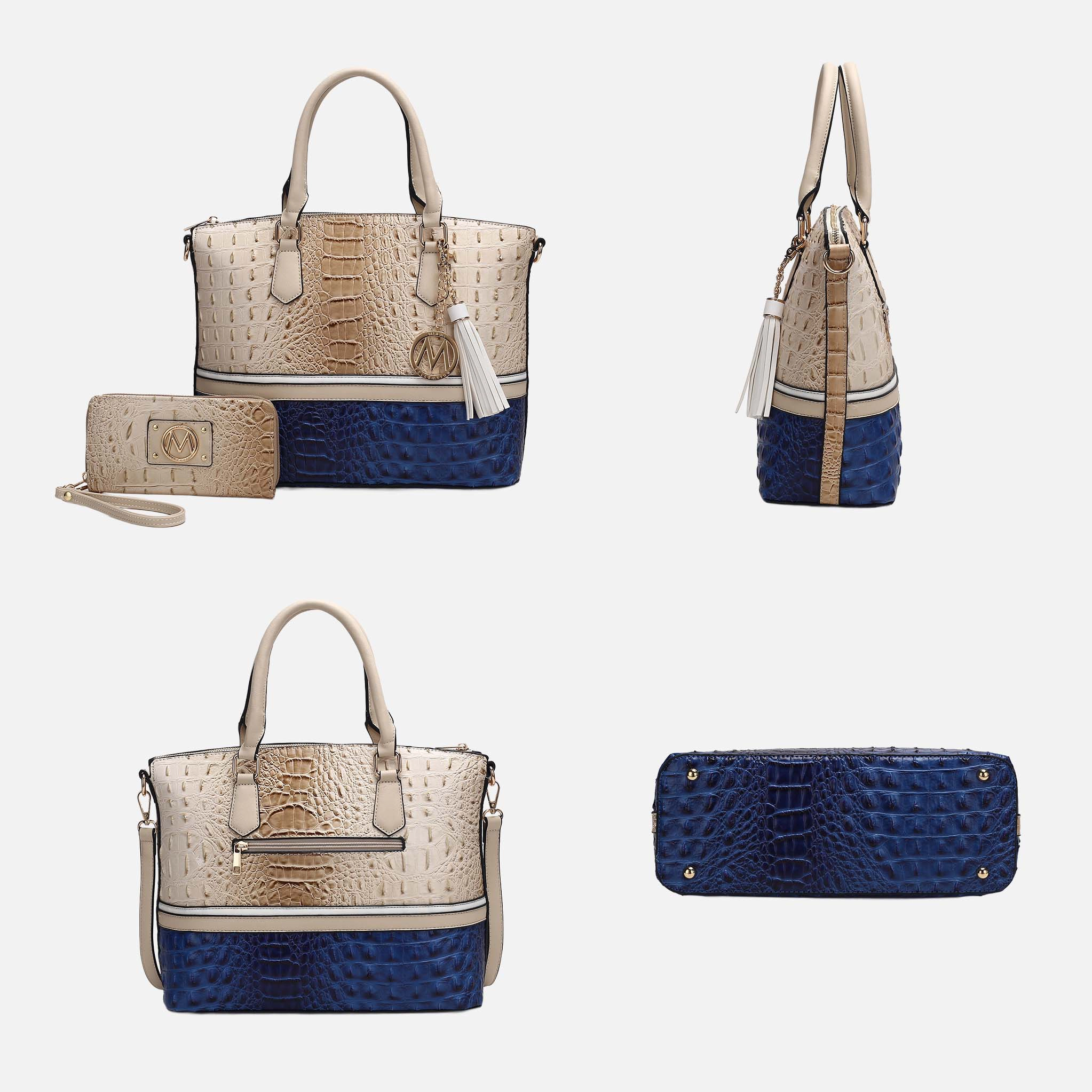 MKF Collection by Mia K Croco-Embossed Vegan Leather Tote with Wristlet Wallet
