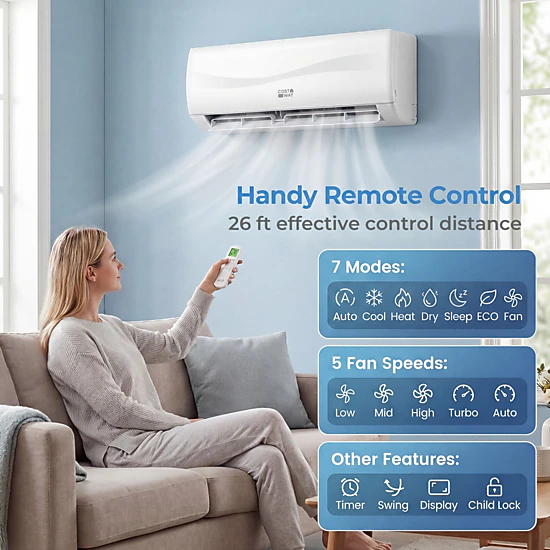 LJG Blast Series 12000 BTU 17 SEER2 208-230V Mini Split Air Conditioner with Heat Pump