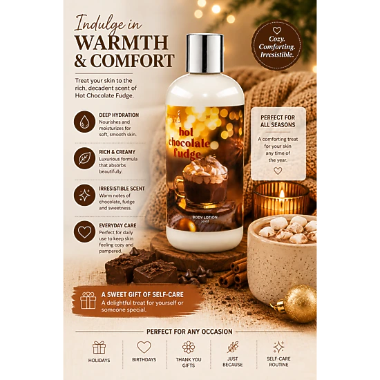 Freida and Joe Women Hot Chocolate Fudge Fragrance Body Lotion in 10oz Bottle