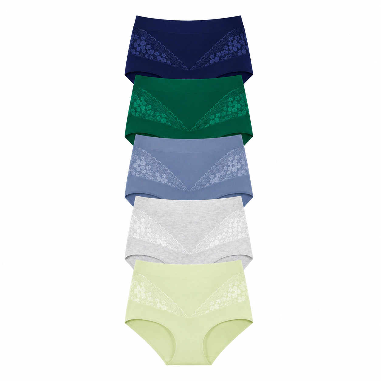 WZK Womens 5-Pack High Waisted Cotton Soft Tagless Tummy Control Briefs Underwear