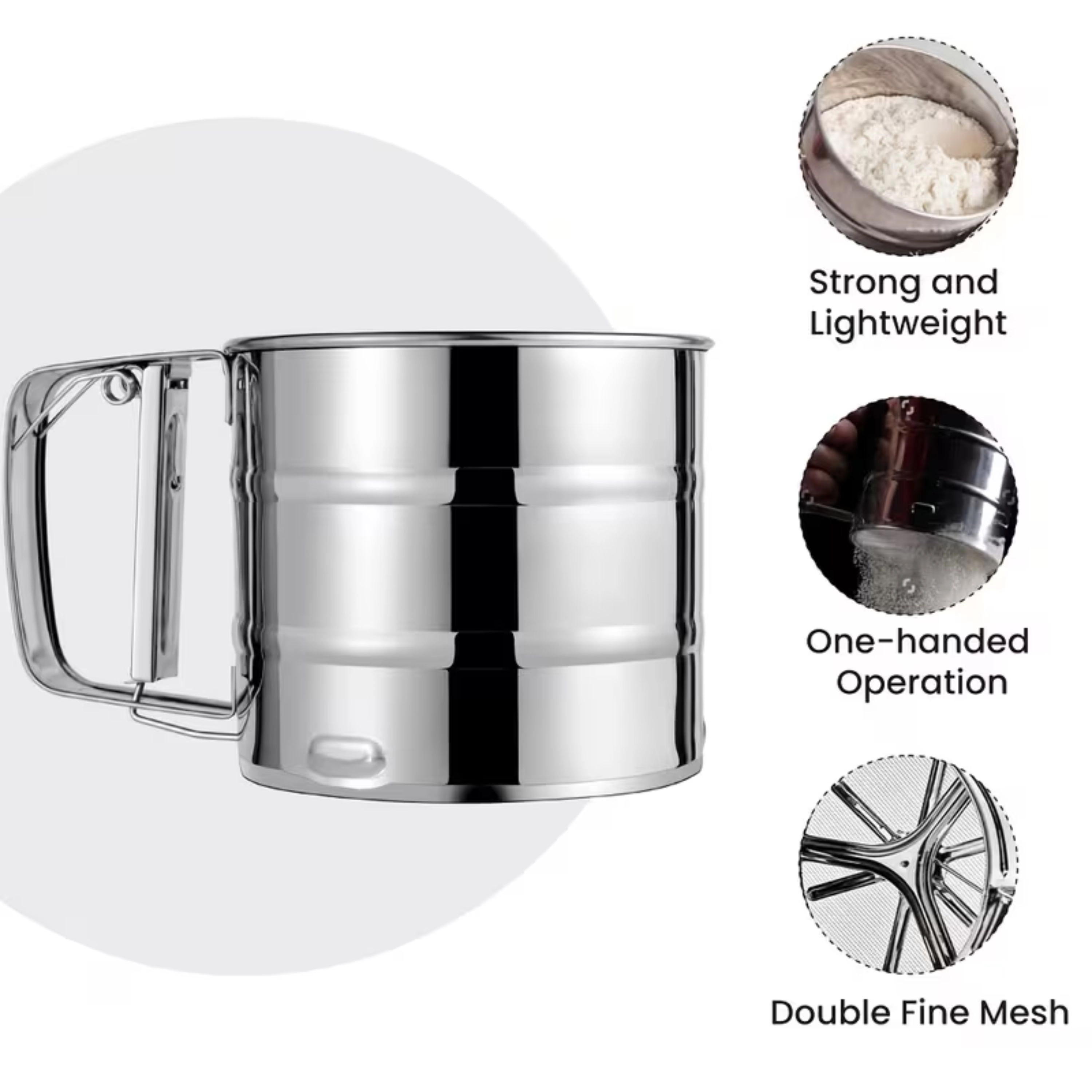Kitcheniva Stainless Steel Hand-Crank Manual Sifter