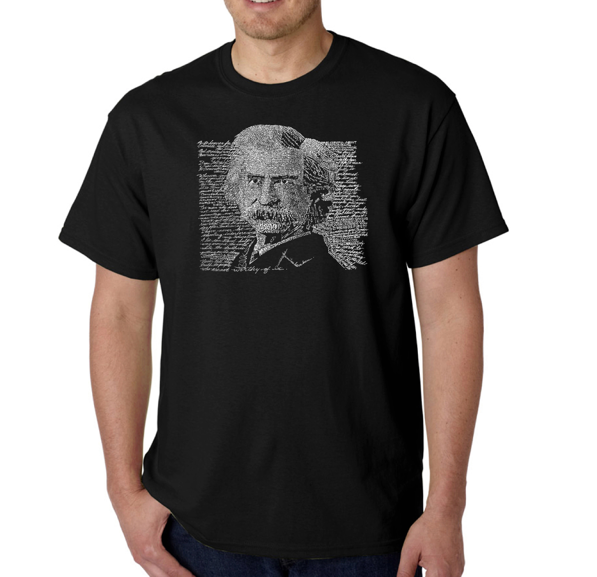 LA Pop Art Men's Mark Twain Word T-Shirt