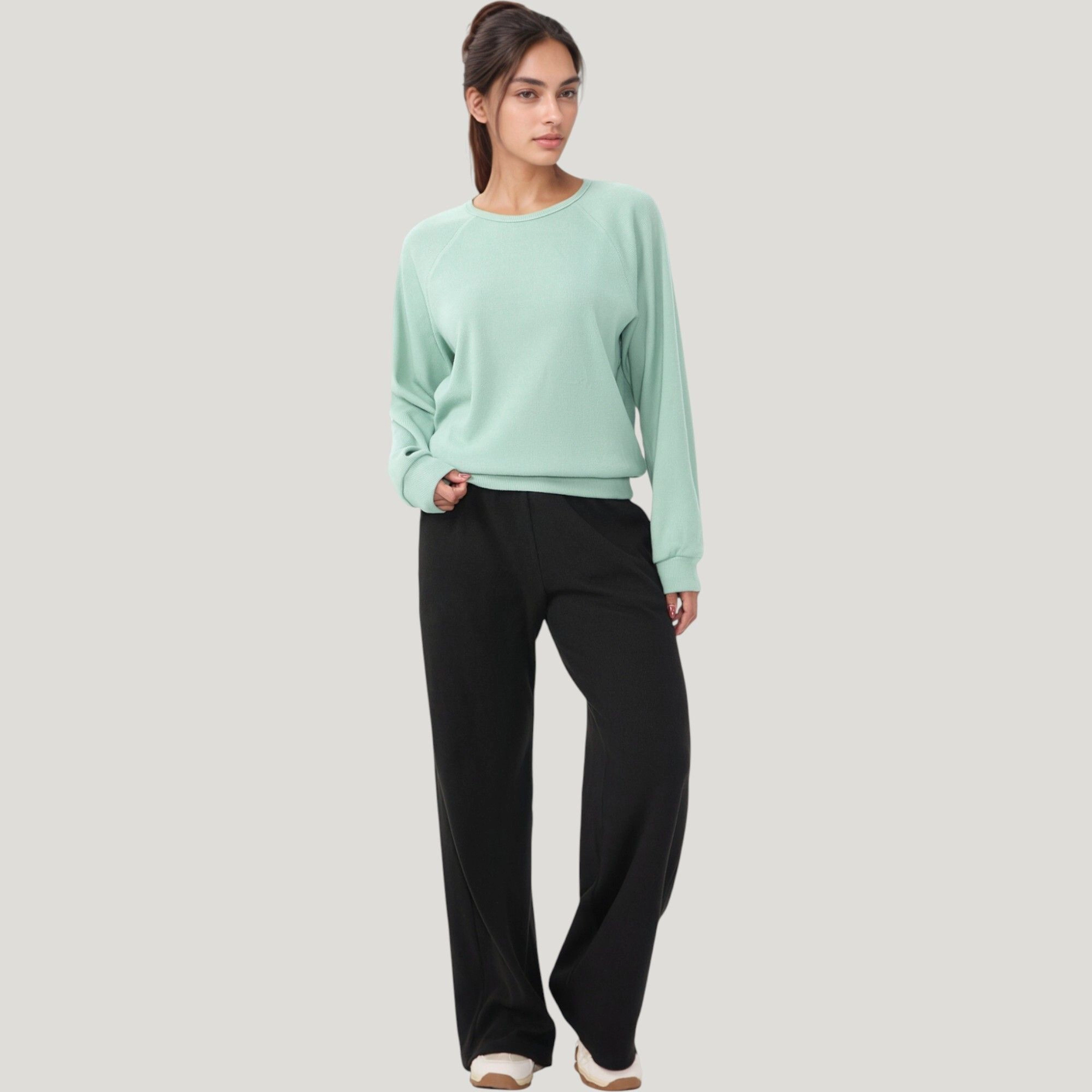 Anna-Kaci Women's High-Waist Wide-Leg Athletic Pants with Side Pockets and Elastic Waistband Design