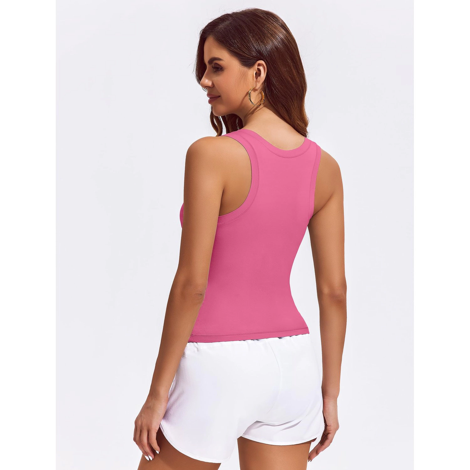 Pinspark Womens Scoop Neck Ribbed Tank Tops Sleeveless Solid Casual Summer Basic Tops