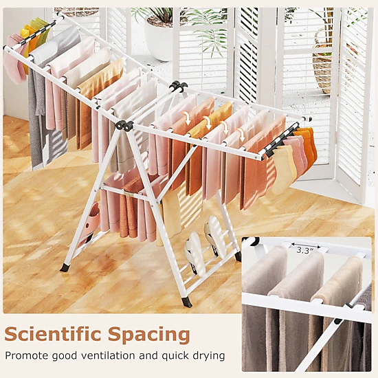 SlickBlue 2-Tier Folding Clothes Drying Rack with Shoe Racks