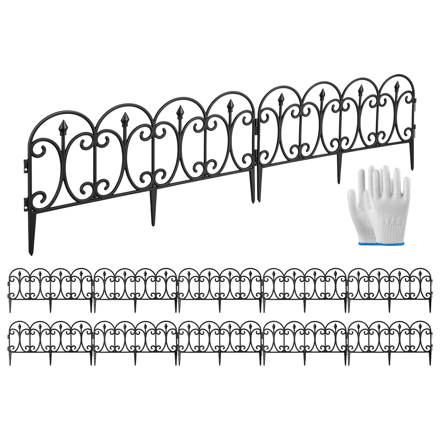 GBruno 10-Piece No-Dig Garden Edging Fence Panels