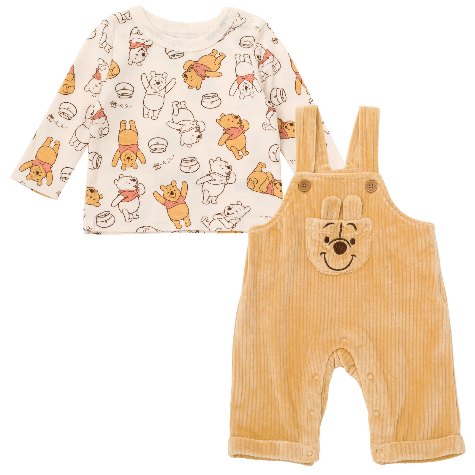 Disney Winnie the Pooh Baby Boy or Girl 2-Piece Overalls and T-Shirt Set