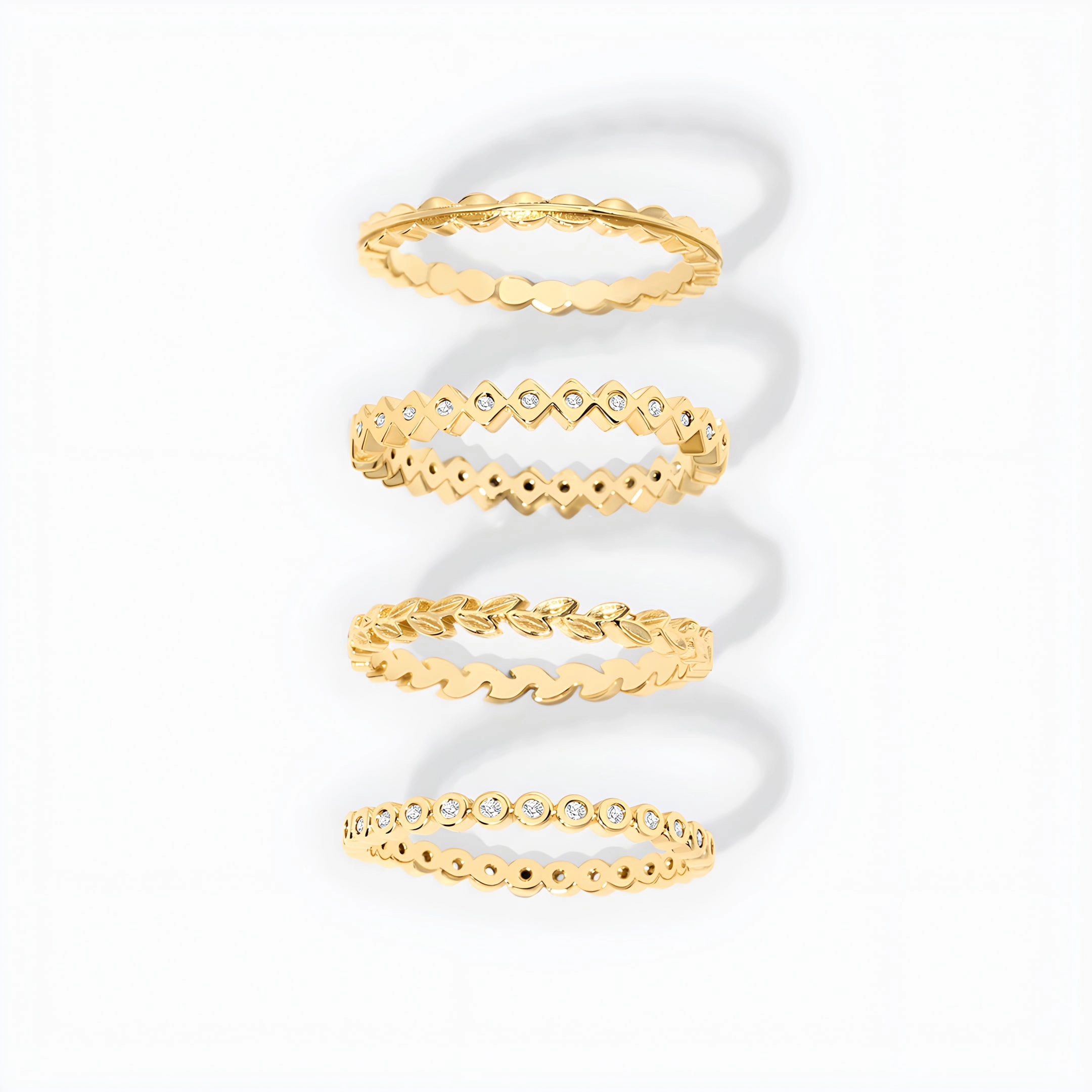 Mint & Lily Women's Dainty Mini Ring Set