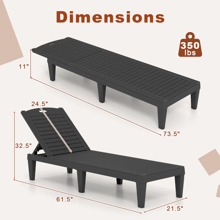Hivvago Outdoor Pp Chaise Lounge Chairs Set Of 2 With 4-Position Adjustable Backrests