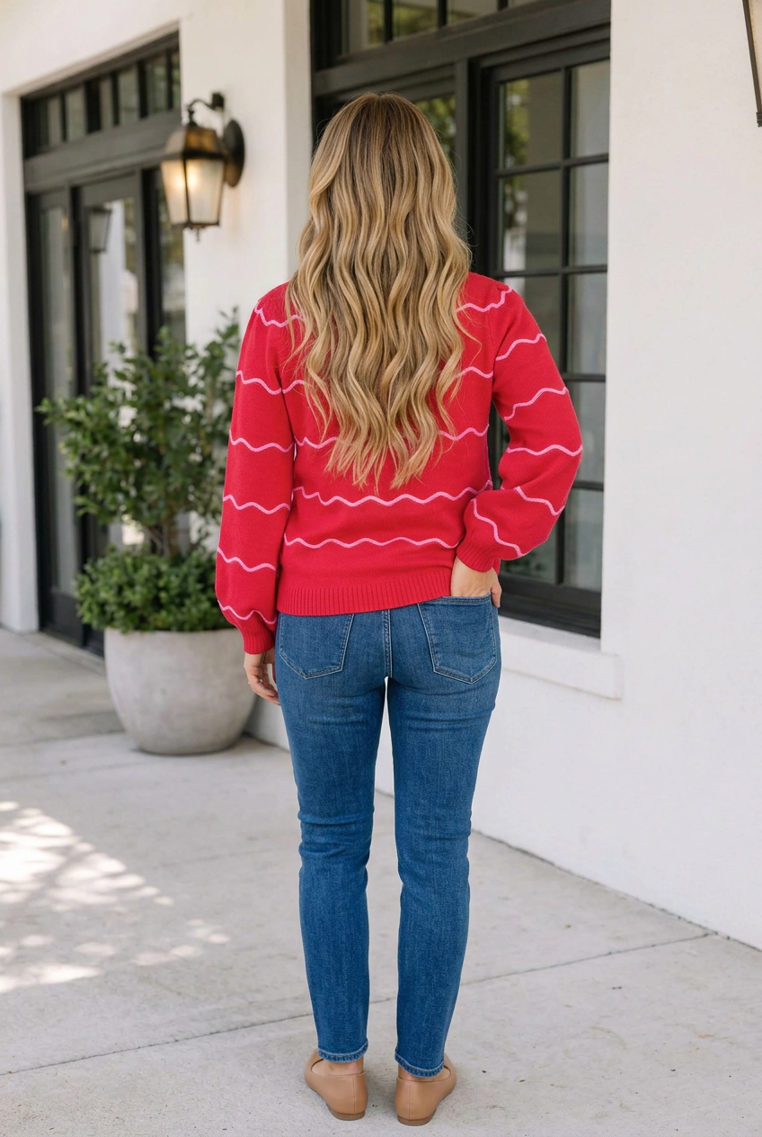 Threaded Pear Women's Stellah Shift Pullover Sweater Long Sleeve Top