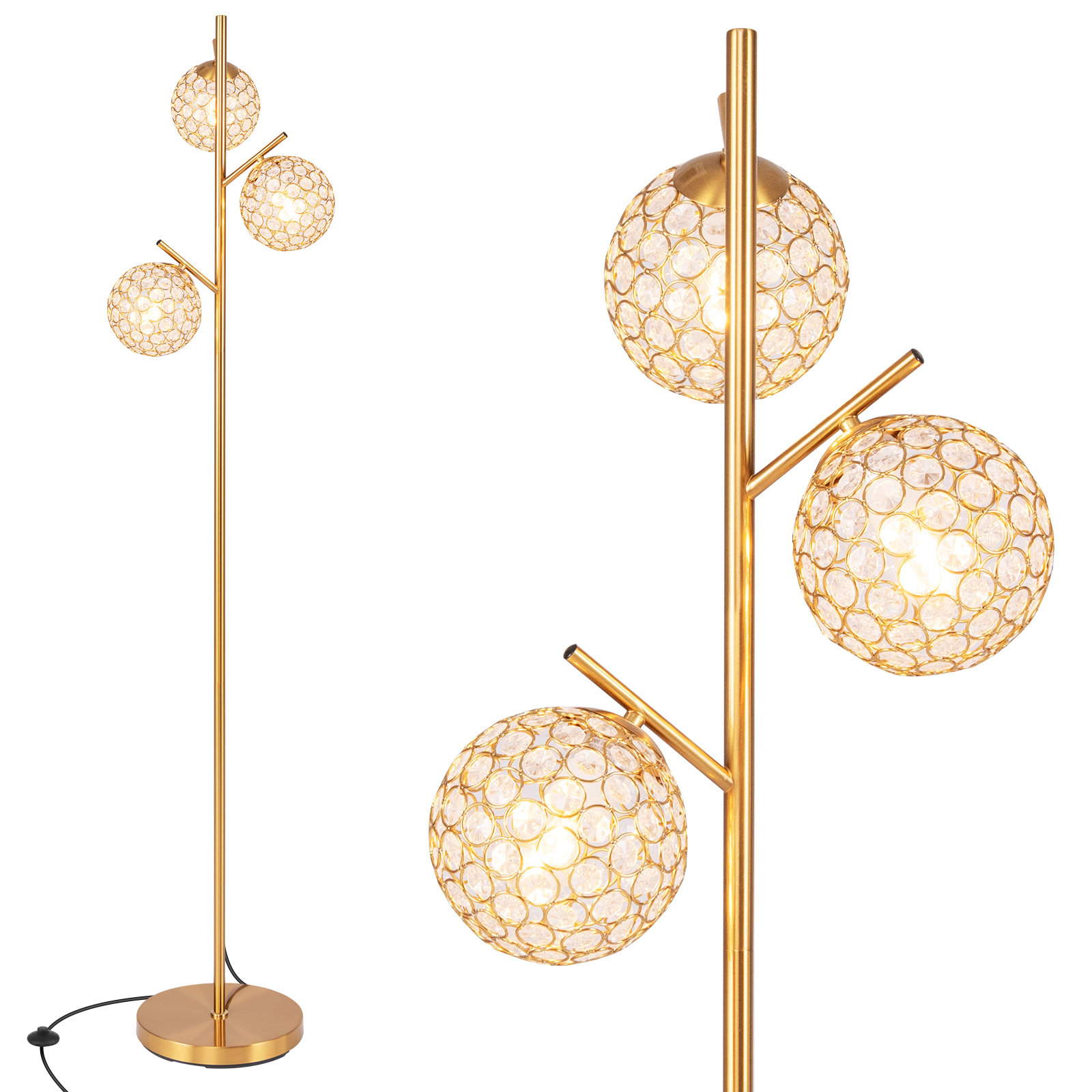 SlickBlue 3 Globe Floor Lamp with 3 E26 Bulb Bases Foot Switch