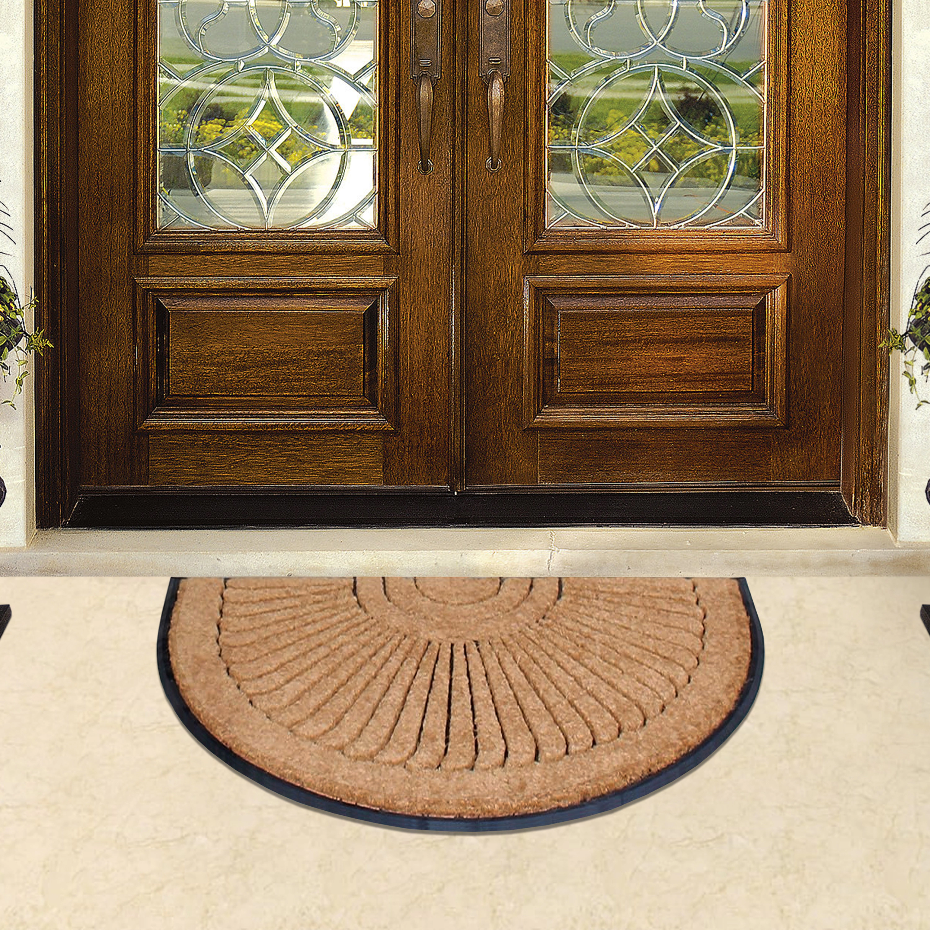 A1HC Coir and Rubber Door Mat 30x48 Inches Heavy Duty Durable Long-Lasting Sunburst Semicircle
