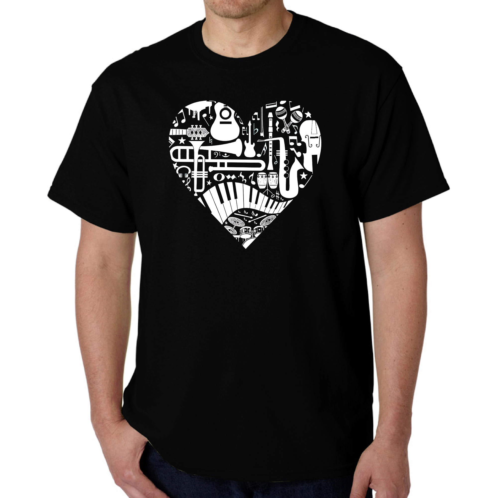 LA Pop Art Men's Graphic T-Shirt - Musical Instrument Heart