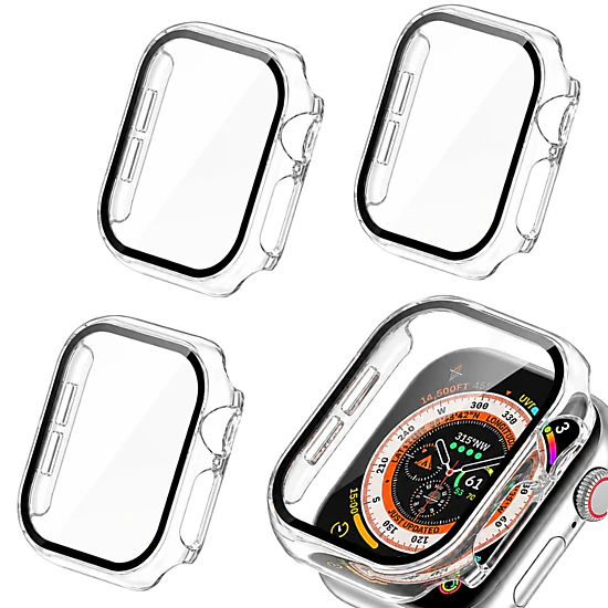 Qixxronics 3 Pack for Apple Watch Series 10 42mm Case Built-in Tempered Glass Screen Protector