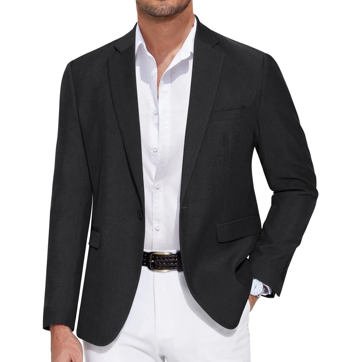 COOFANDY Mens Wine Red Notch Lapel Blazer Long Sleeve Slim Fit Sport Coat Jacket