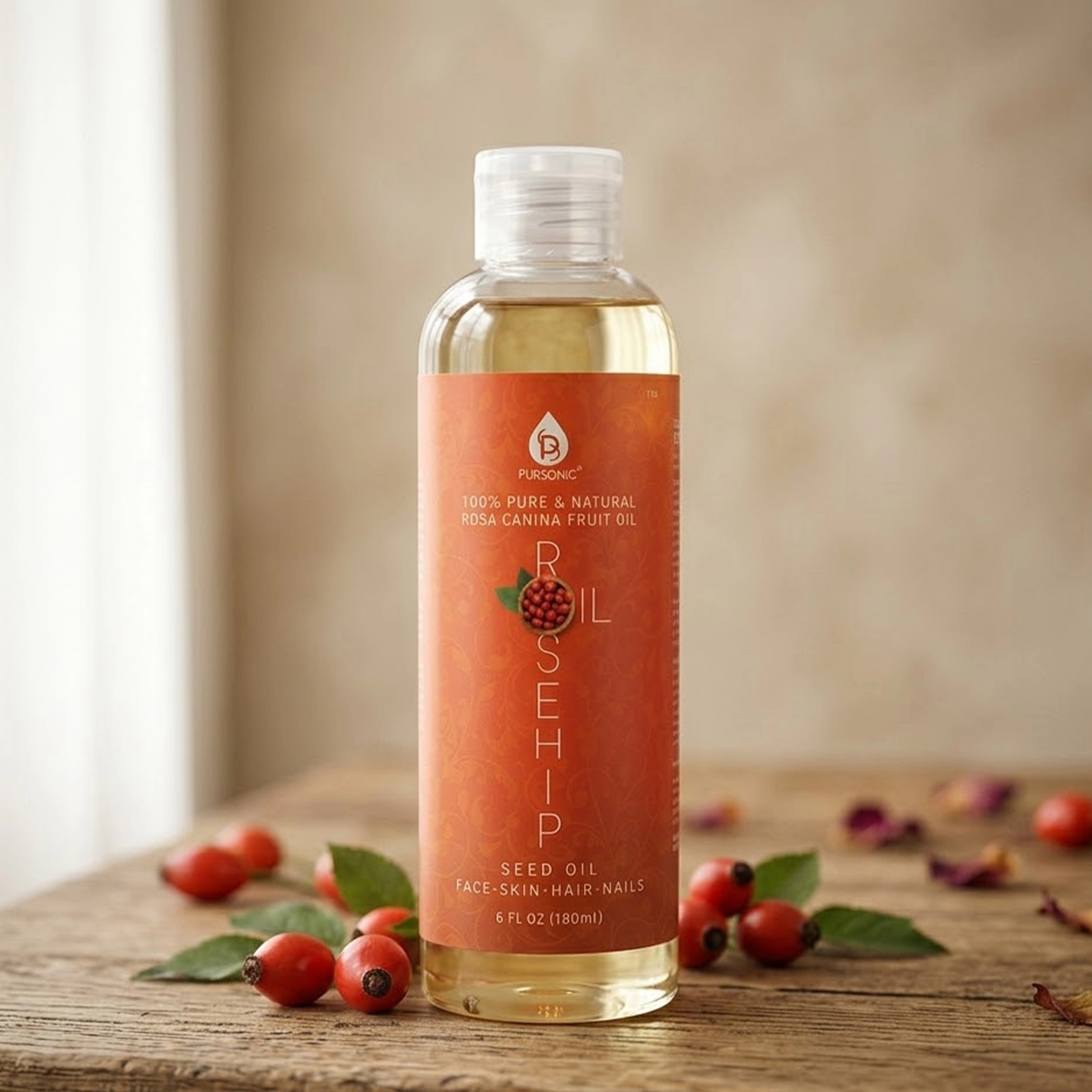 Pursonic Women’s 100% Pure & Natural Cold Pressed Premium Rosehip Seed Oil 6 Oz