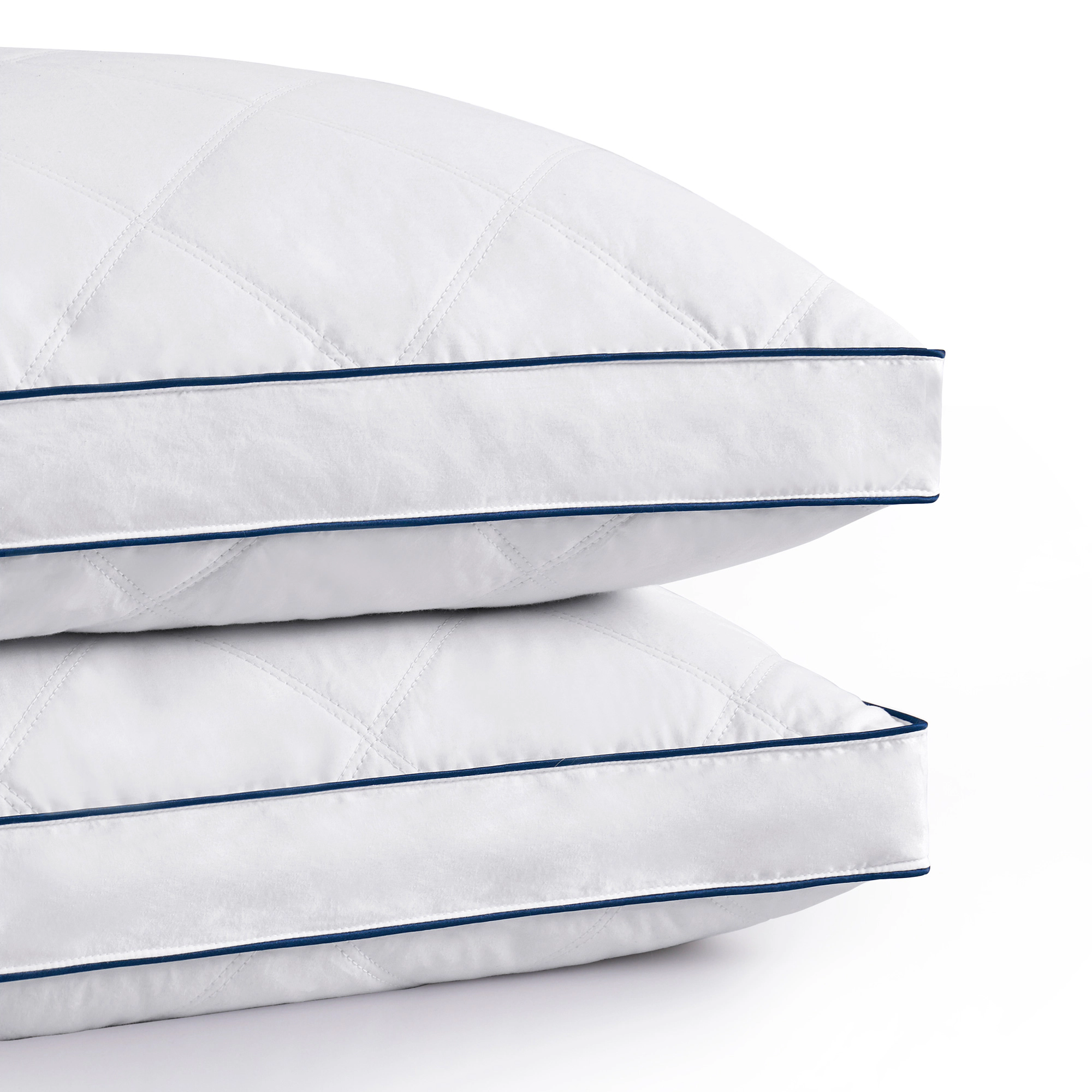 Unikome 2-Pack 100% Cotton Gusseted Goose Feather & Down Pillow Supportive