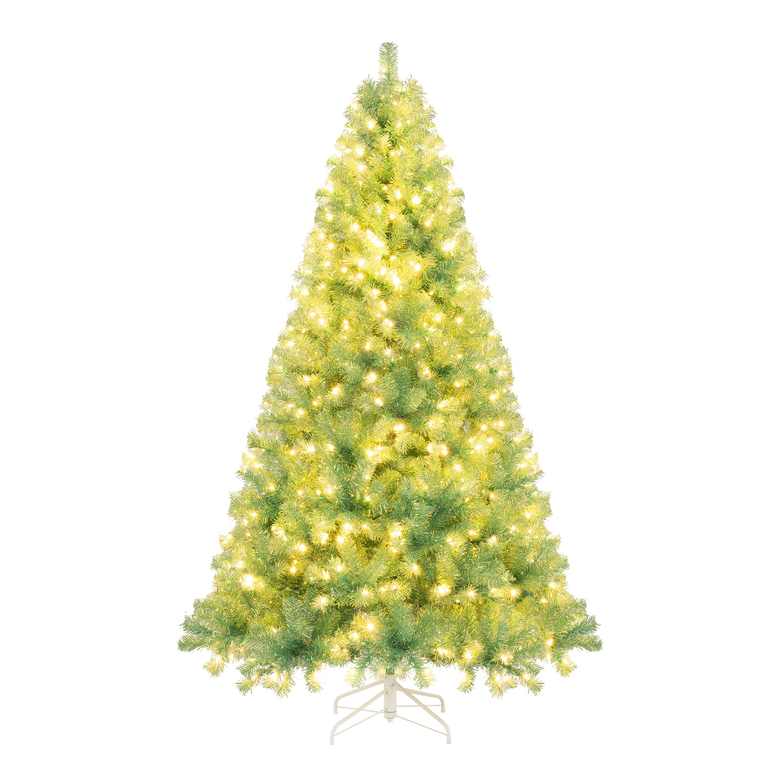 SUGIFT Fruit Green Pre-Lit Tinsel Christmas Tree with 550 LED Lights 8 Modes and Reflective Foliage