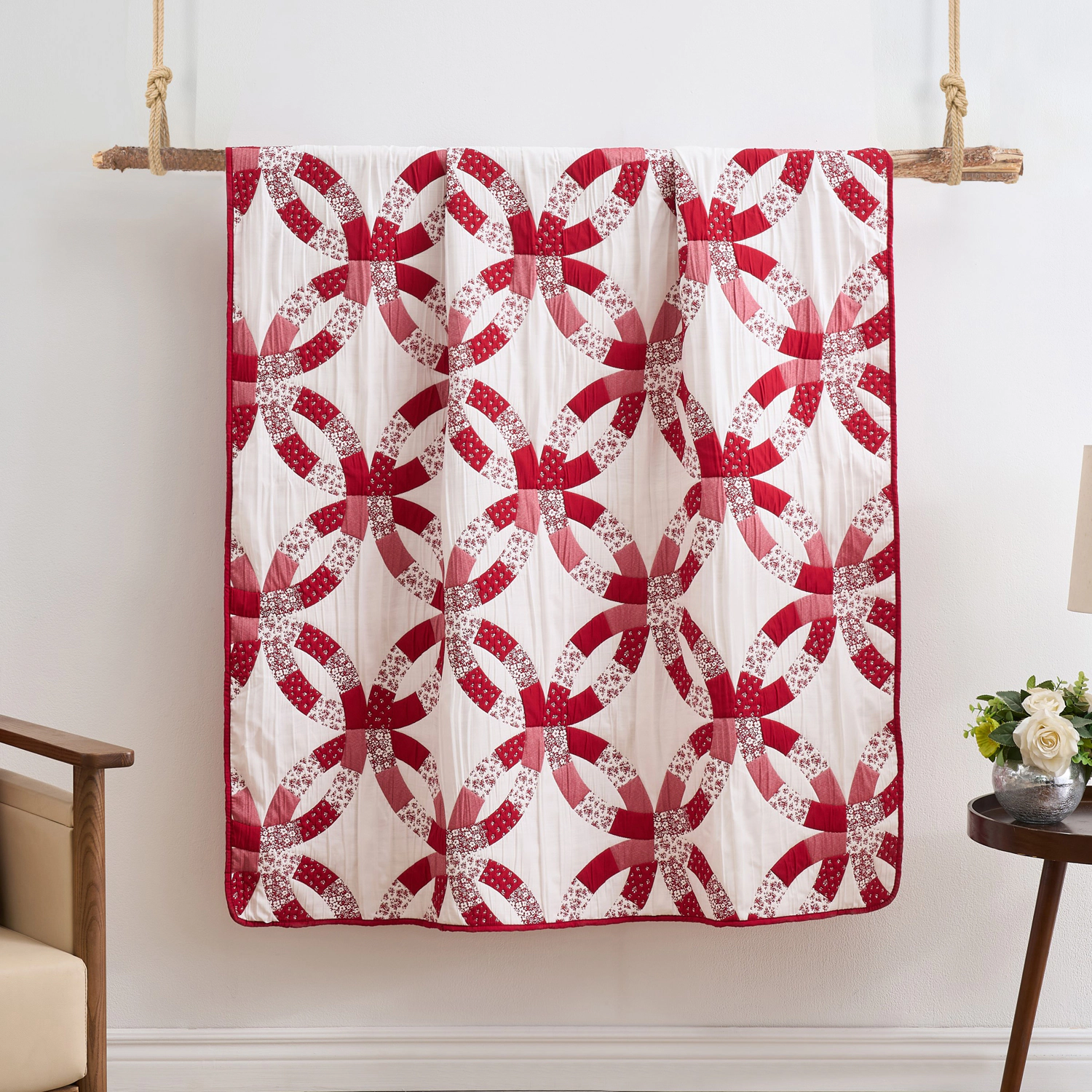 Greenland Home Fashions 100% Jacquard Woven Polyester Wedding Ring Accessory Throw Red