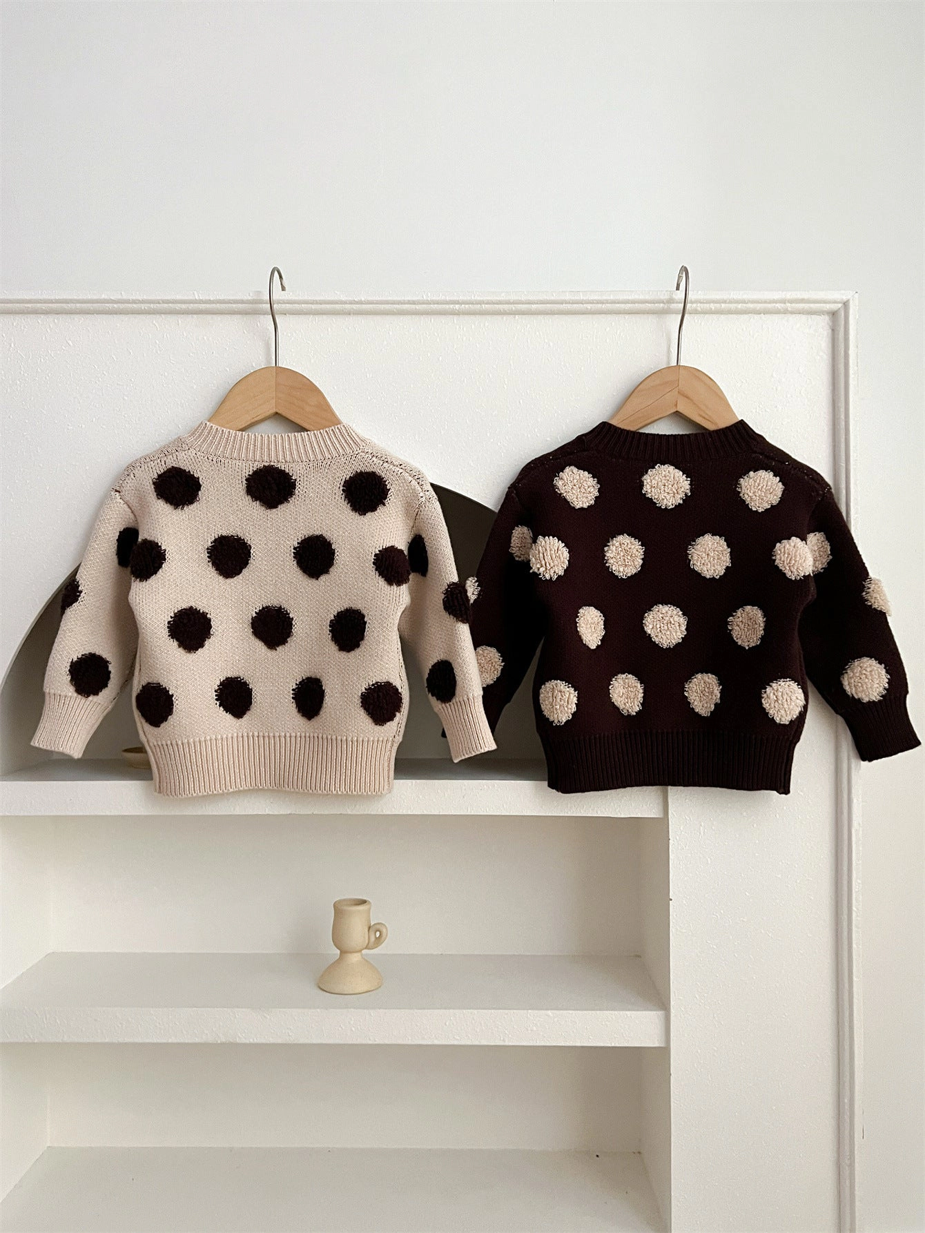 MyKids-USA Children Polka Dot Knitted Cardigan for Spring