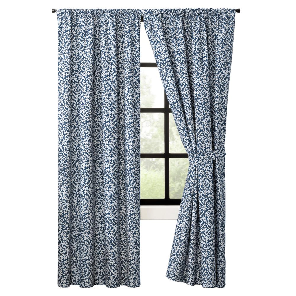 Ellis Curtain Sea Tumble Window Treatment 3" Rod Pocket 100% Cotton Curtain Panels Pairs 100" x 63" Navy