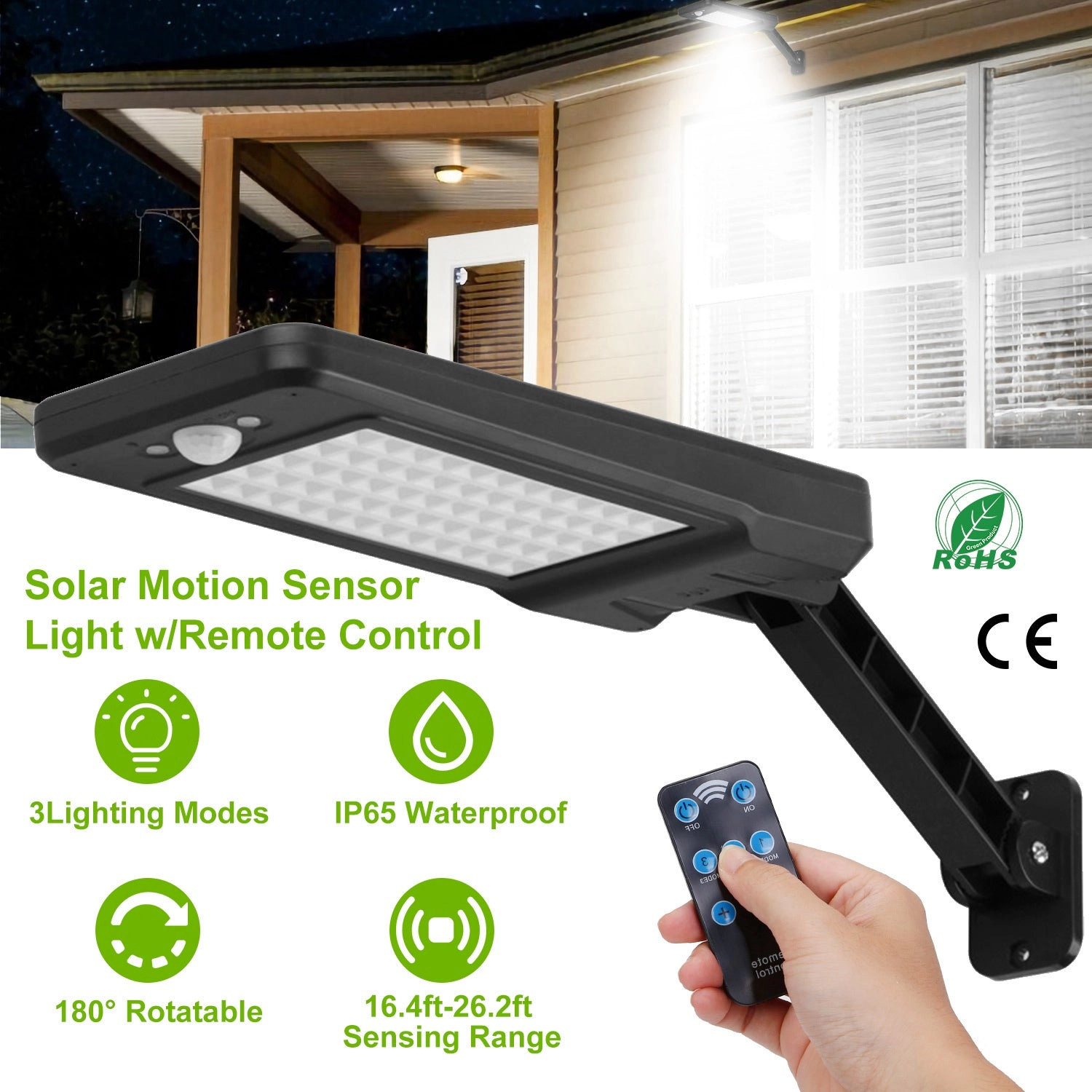 GBruno Solar 60-LED Motion Sensor Wall Light