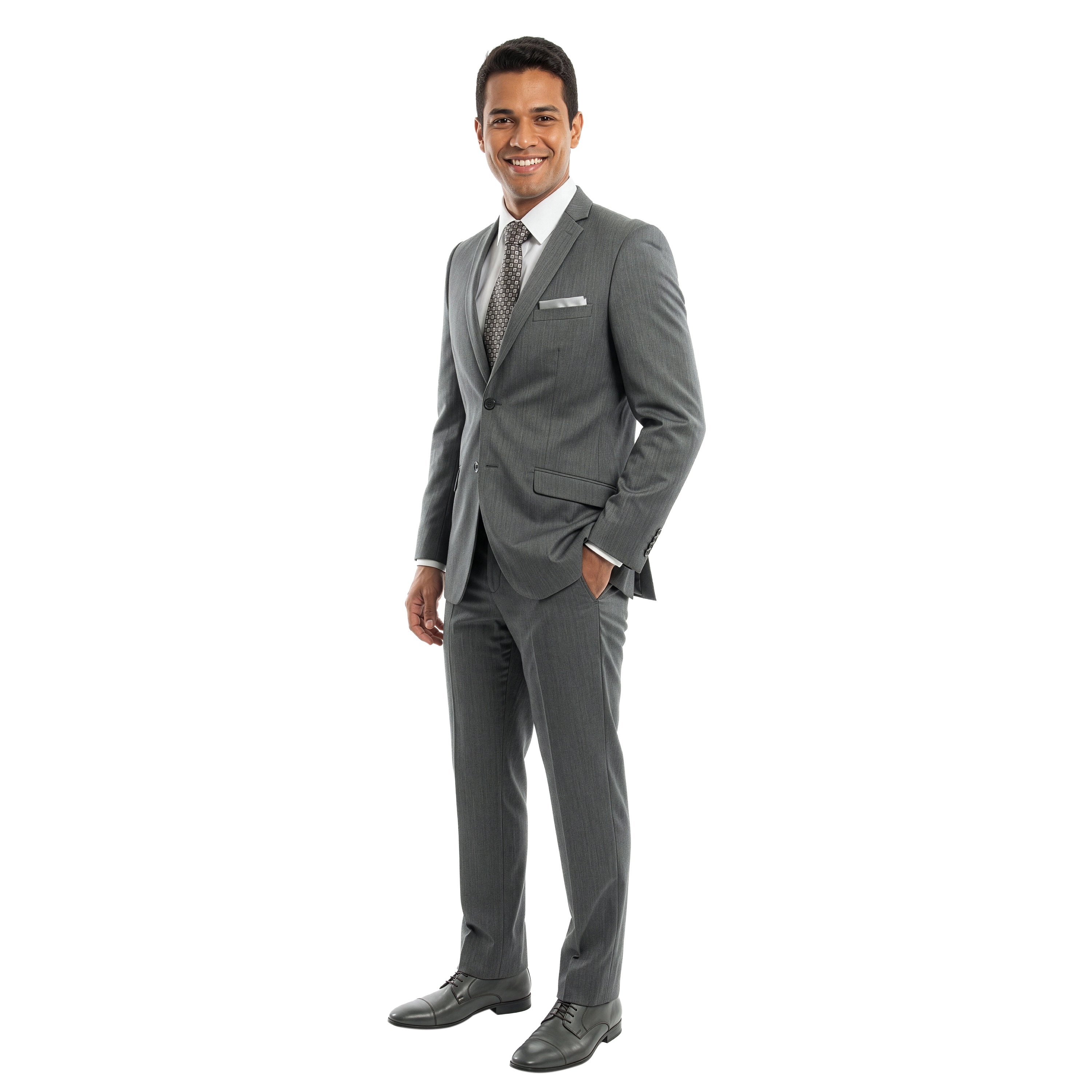 Tazzio Mens Slim Fit 2 Piece Vertical Weave Sharkskin Suit Set