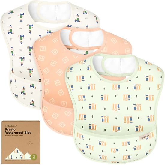 KeaBabies 3-Pack Presto Waterproof Bibs