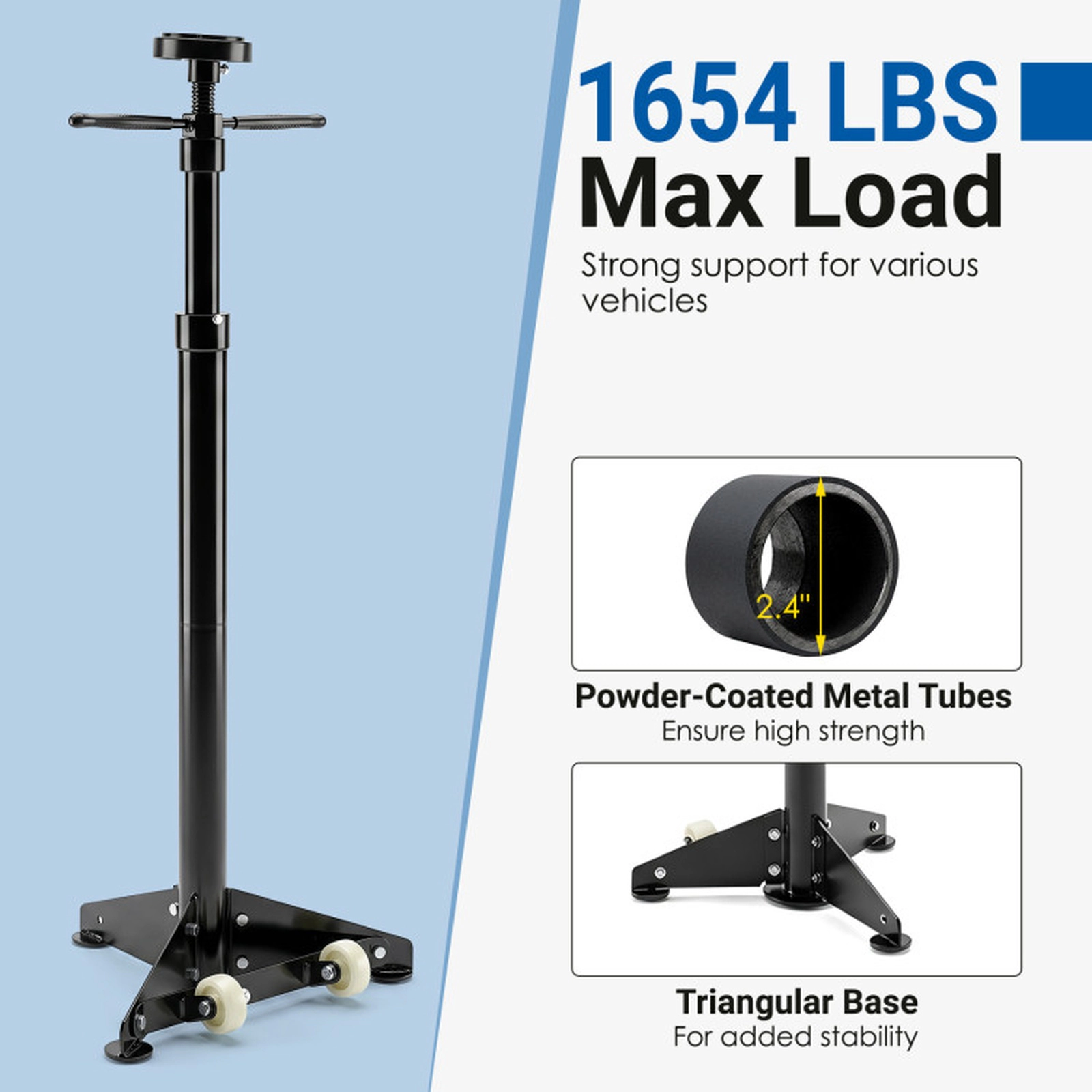 SUGIFT 1654-lb Capacity Underhoist Support Stand with 38.5-in to 75.5-in Self-Locking Height Adjustment