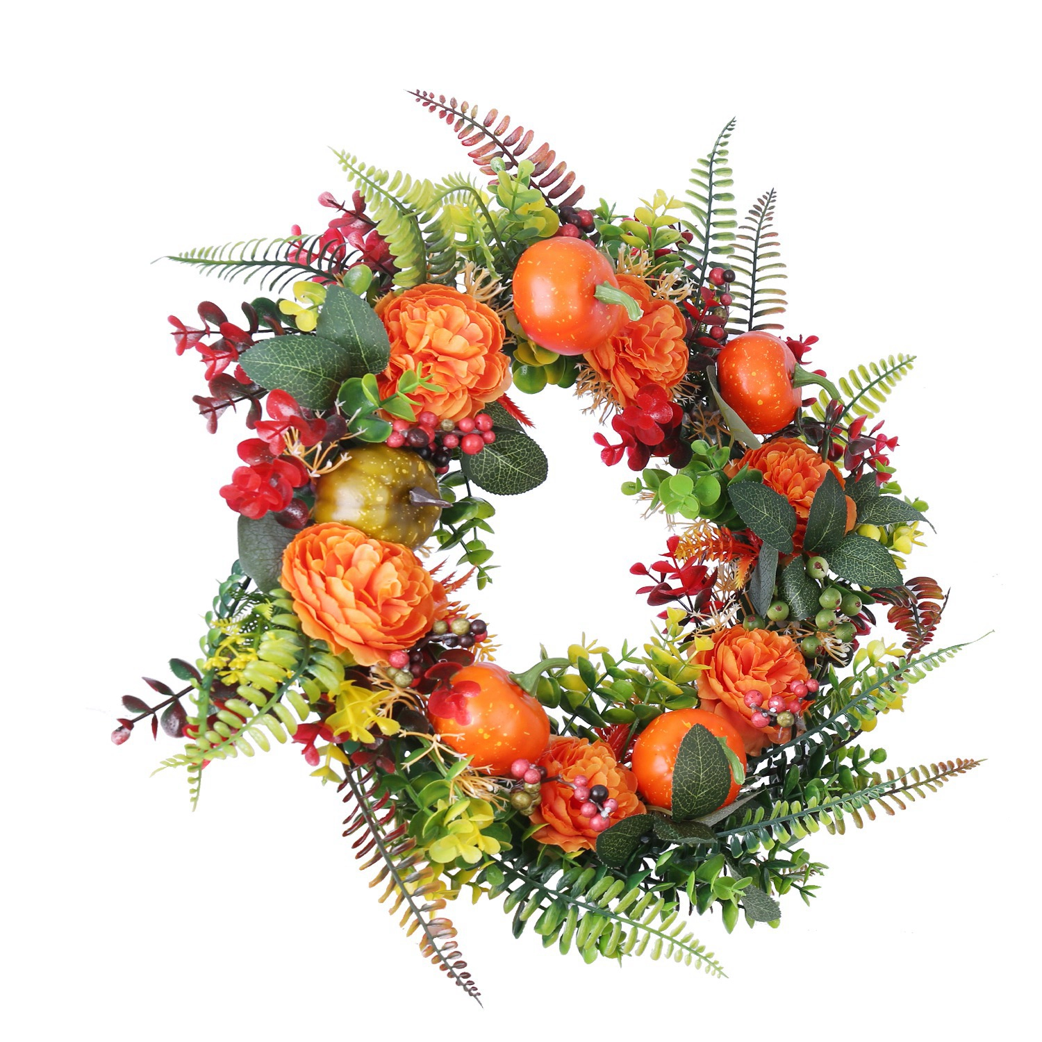 GBruno 17.71 In Autumn Wreath With Pumpkin And Leaves