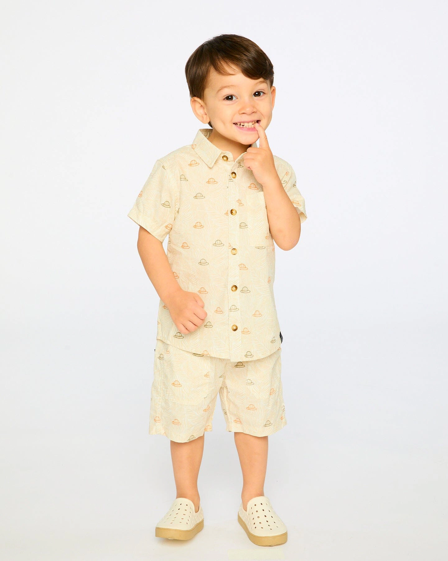 Deux par Boys Poplin Shirt Safari Print