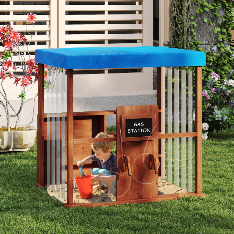 Hivvago Kids Gas Station Playhouse with Gas Refueling s for Aged 3+