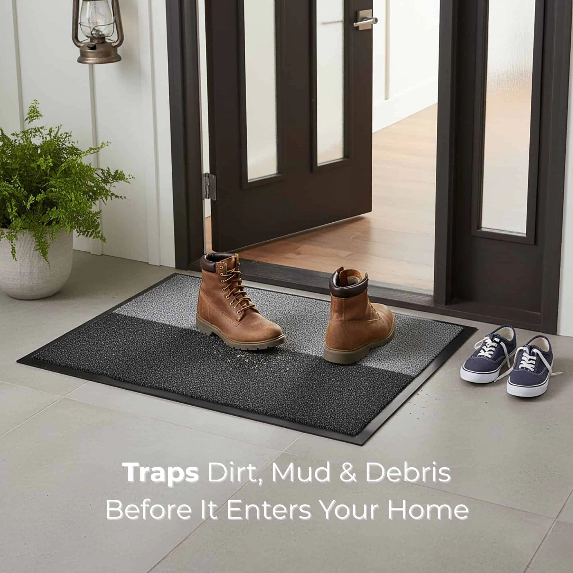 Evideco French Home Goods Gray and Black Magic Polypropylene Doormat 27.5 x 19.75 Inches