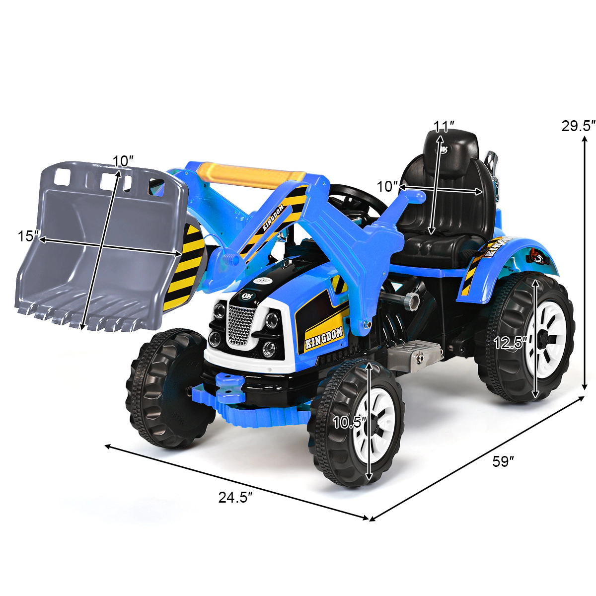 Costway 12V Battery Powered Kids Ride On Excavator Truck w/ Front Loader Digger Yellow