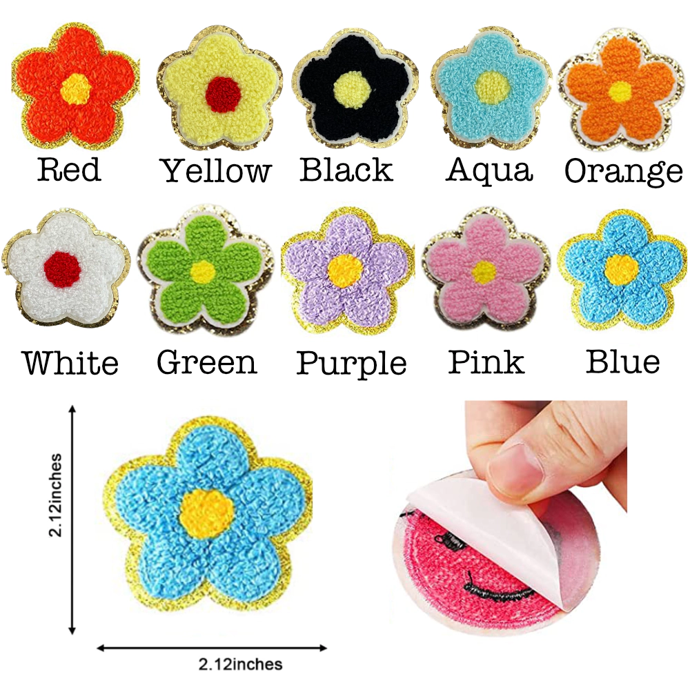 Threaded Pear Women's Self Adhesive Chenille Smiley Face Patches