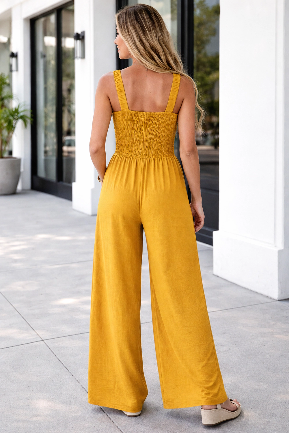 Threaded Pear Women's Rebecca Sleeveless Wide Leg Jumpsuit