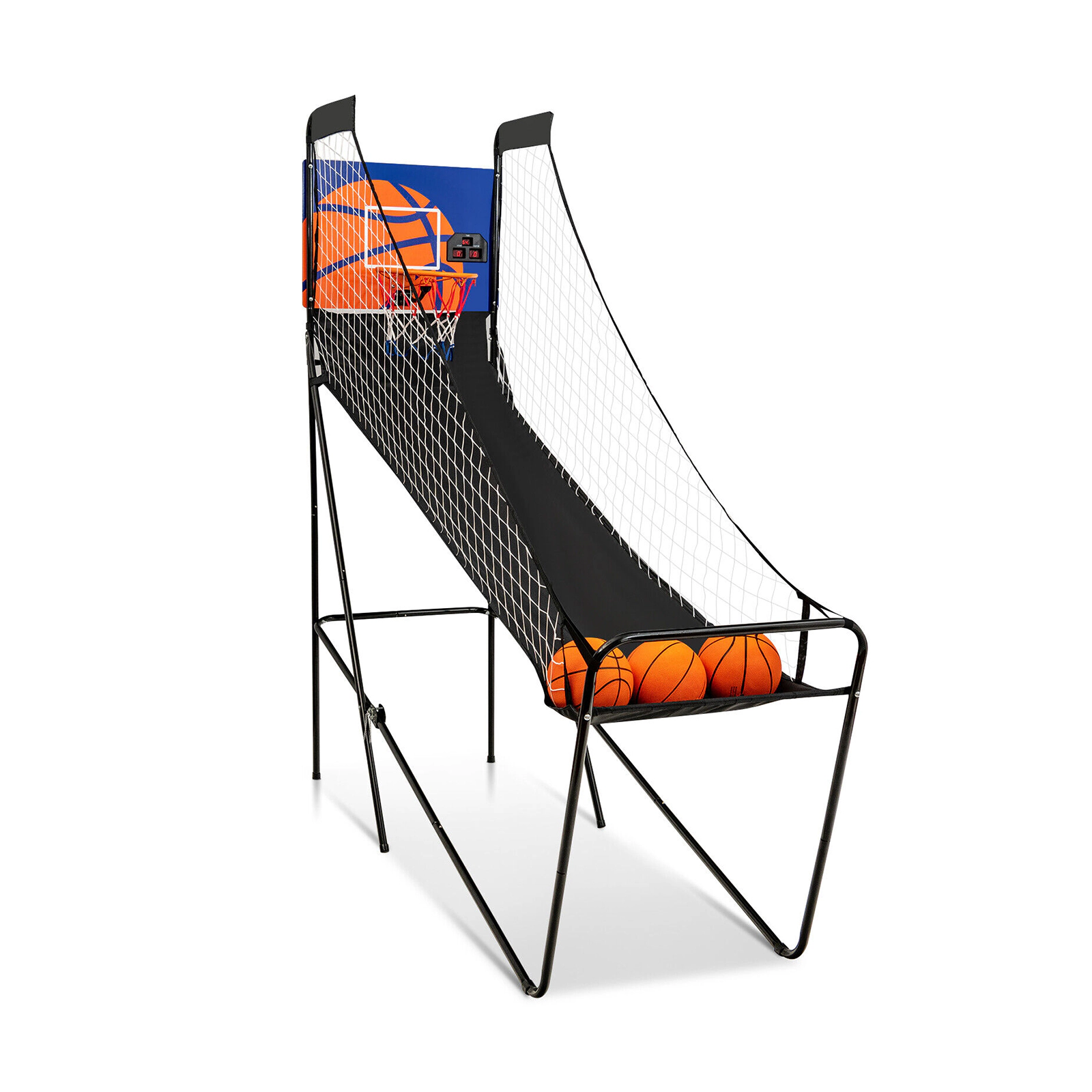 SUGIFT Single Shot Foldable Basketball Arcade Game with Electronic Scorer 12-in Rim 3 Balls and Pump