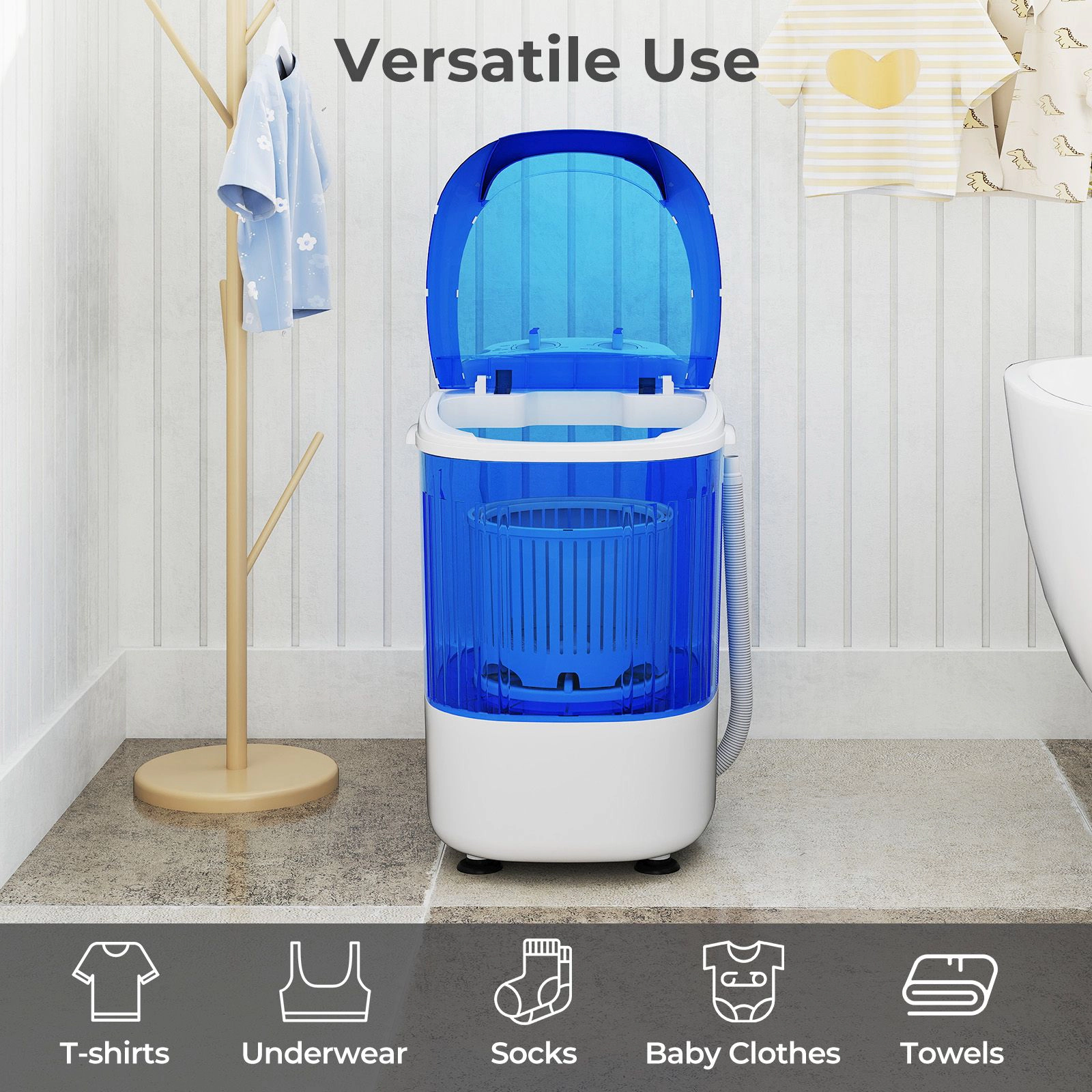 SlickBlue Compact Mini Washing Machine with Spin Basket and Timer