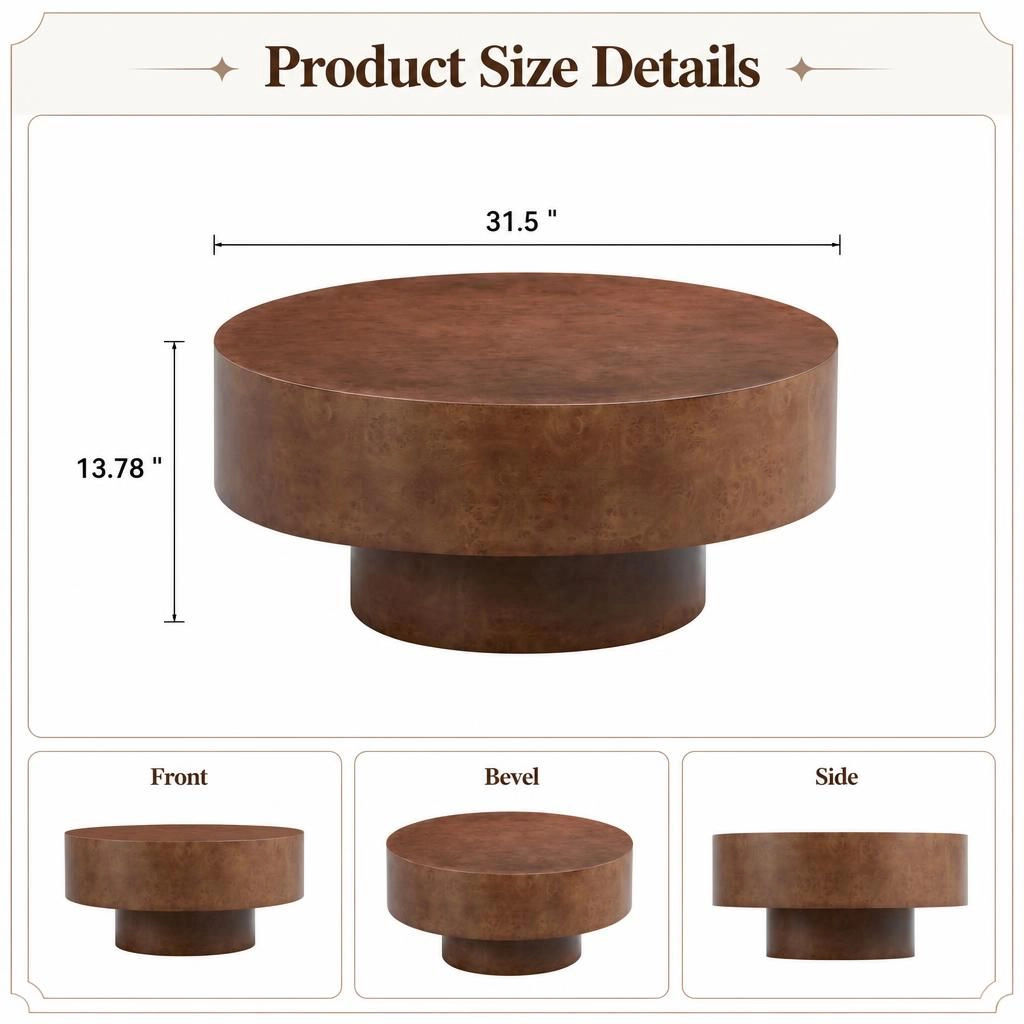 GOODSILO Round Low Profile Solid Top Accent Coffee Table