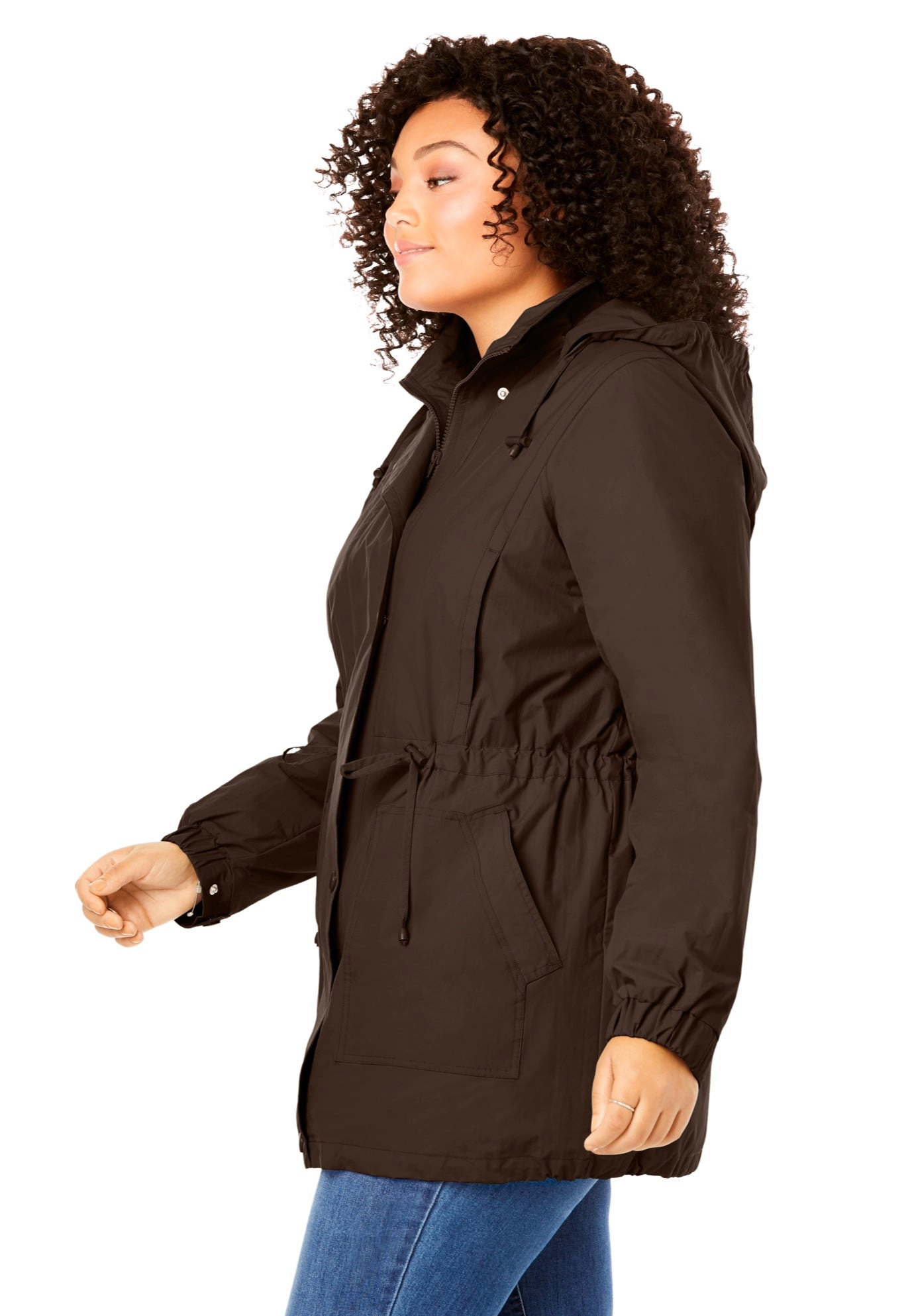 Woman Within Plus Size Taslon Anorak Jacket with Removable Fleece Lining