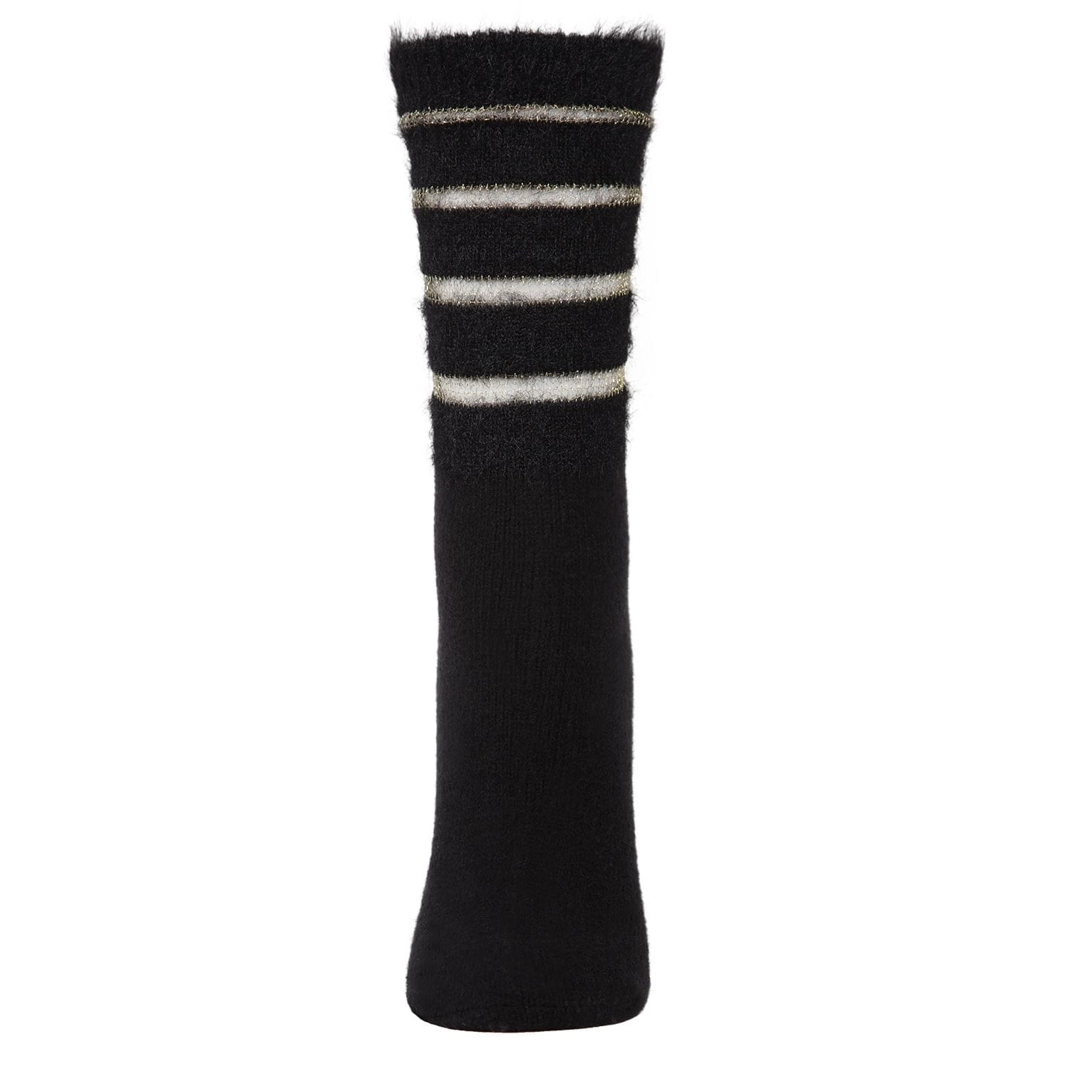 MeMoi Women's Luxe Shimmer Sheer Stripe Plush Fuzzy Crew Socks