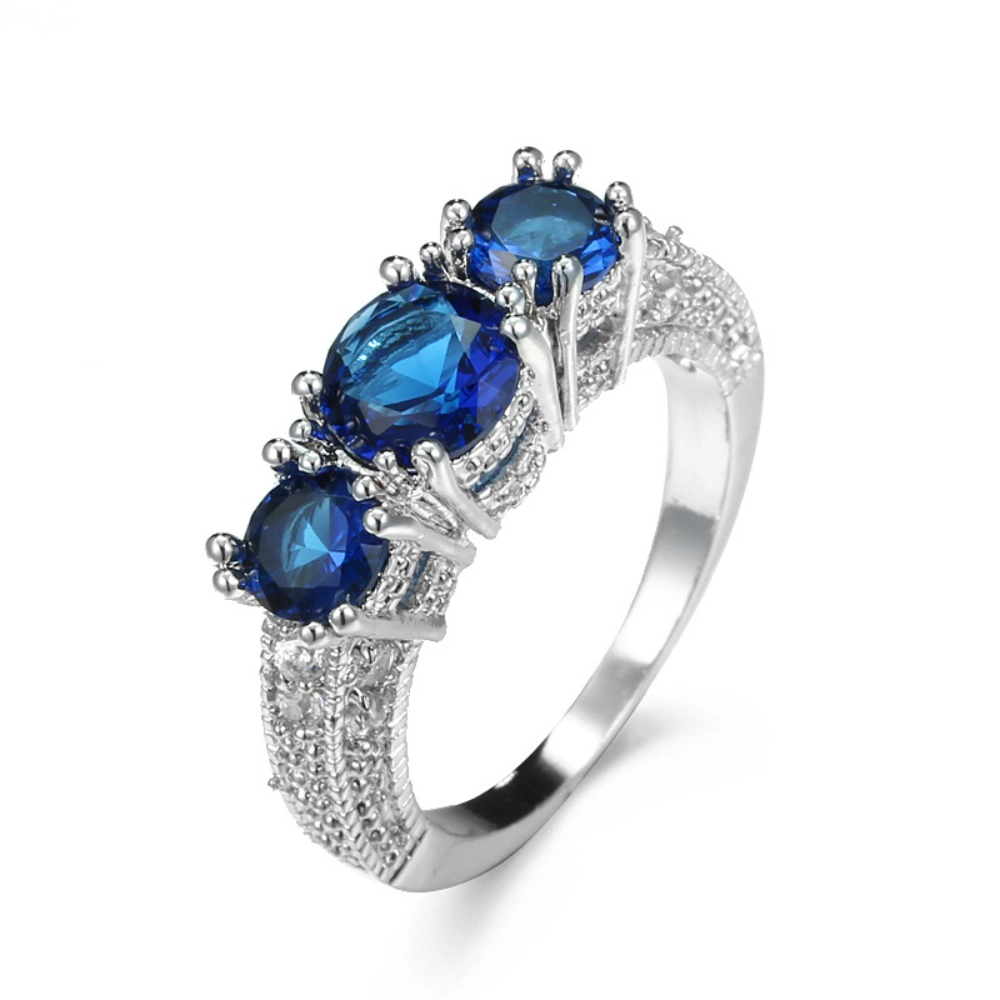 Women's Three Stone Round Cubic Zirconia Engagement Ring