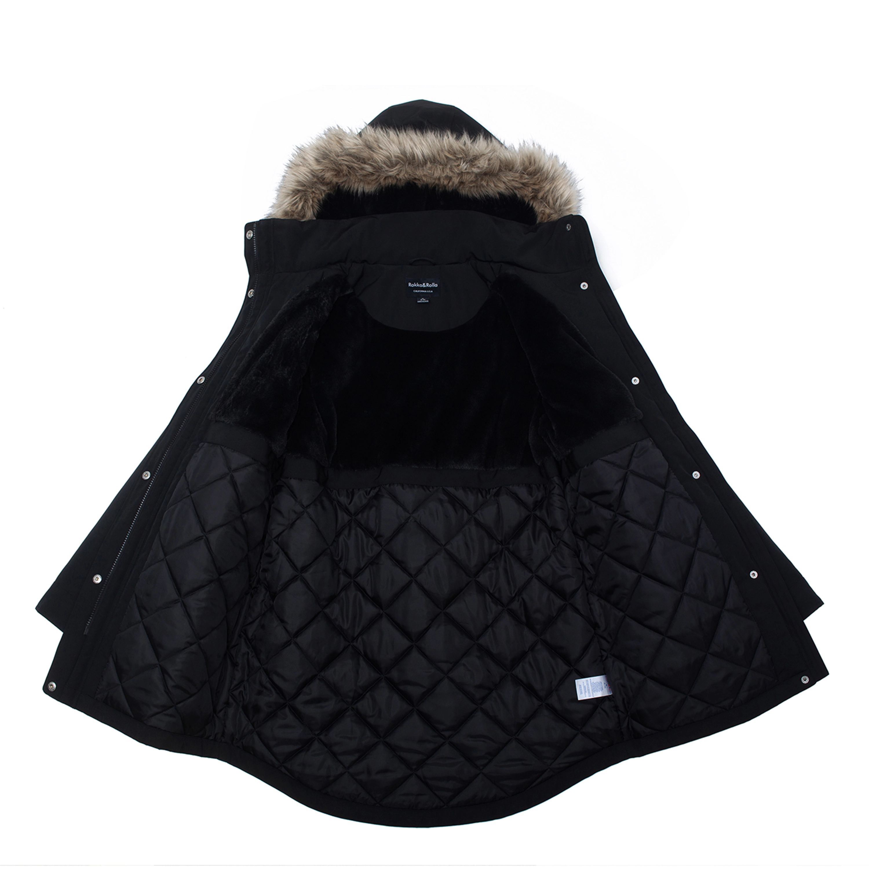 Rokka&Rolla Womens Faux-fur Lined Parka Jacket With Hood