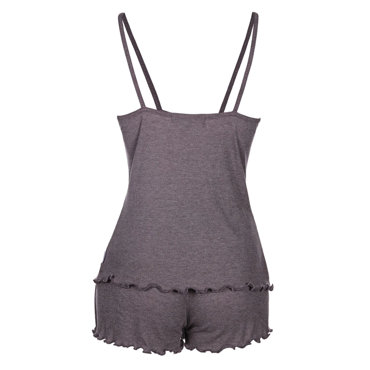 MeMoi Women's Ruffled Lettuce Edge Rib Tank Top and Short Set