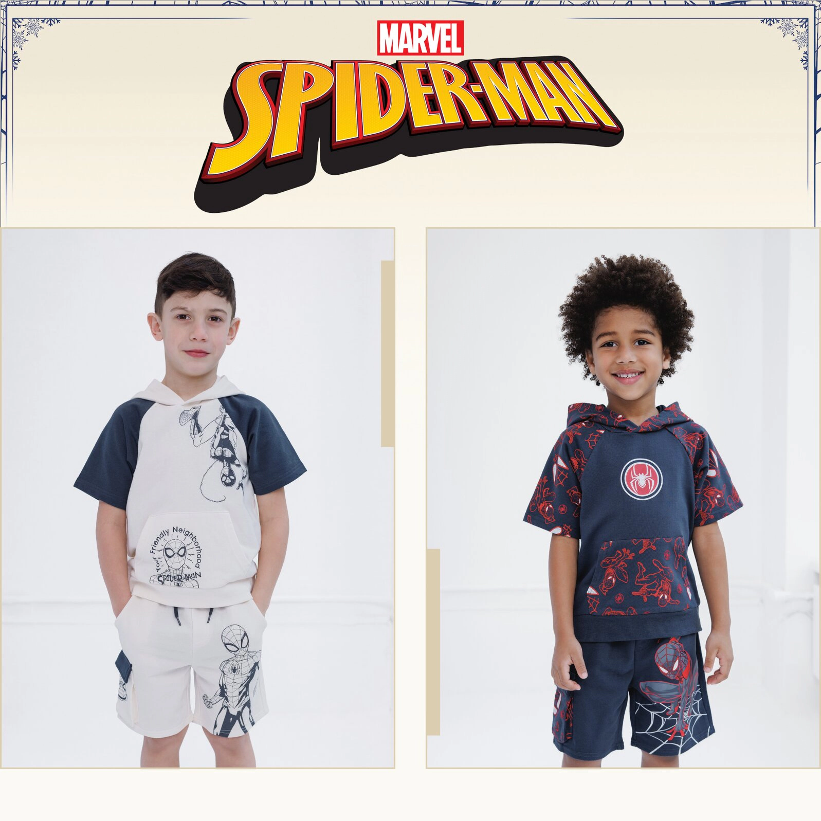 Marvel Spider-Man Boys' 2-Piece French Terry Hooded Tee and Shorts Set